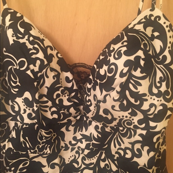 Damask Spaghetti Strap Dress with Lace Detail - Picture 2 of 3